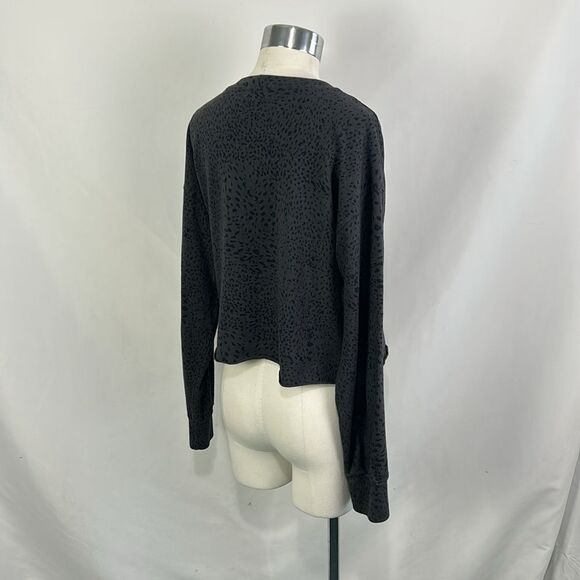 Monrow Gray Crop Animal Print Monrow Sweatshirt - Picture 5 of 7
